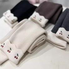 女童儿童加绒底裤秋冬新款加厚保暖木耳长裤宝宝一体洋气紧身裤子