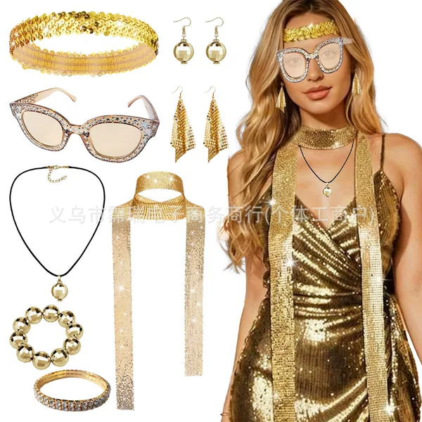 European and American Popular 1970S Disco Men's and Women's Universal Suit Single Product Hat Scarf Tube Top Shawl Glasses