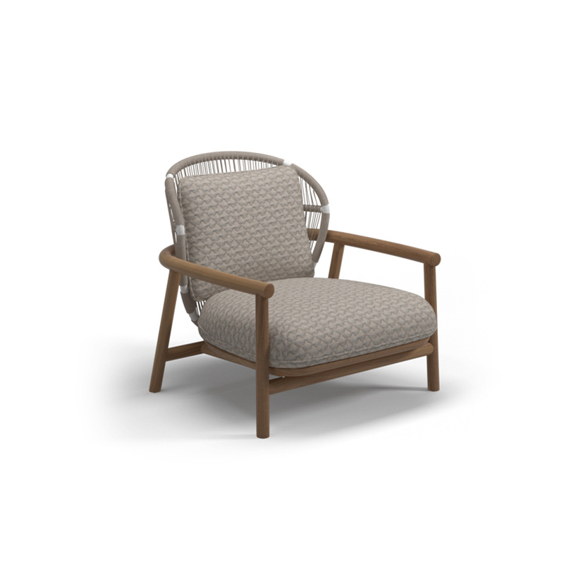 Sofá de madera maciza al aire libre patio teca de caña balcón villa impermeable diseño de protección solar combinación de silla de caña de ocio nórdica