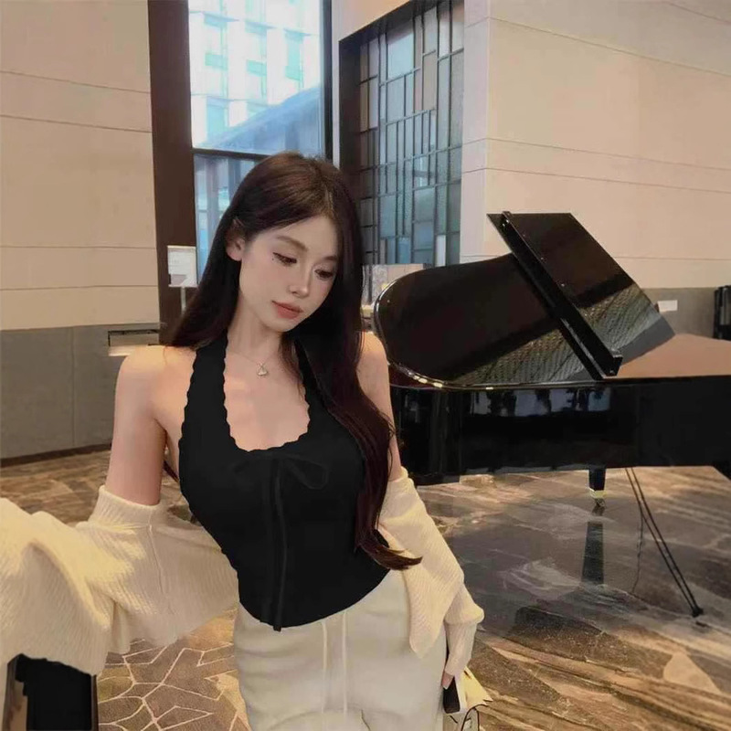 10100 # Pure Desire Bowknot Camisole Feminine Lace Trim Slim Fit Inner Layer with Chest Pad Sleeveless Top 10100 # Pure Desire Bowknot Camisole Feminine Lace Trim Slim Fit Inner Layer with Chest Pad Sleeveless Top