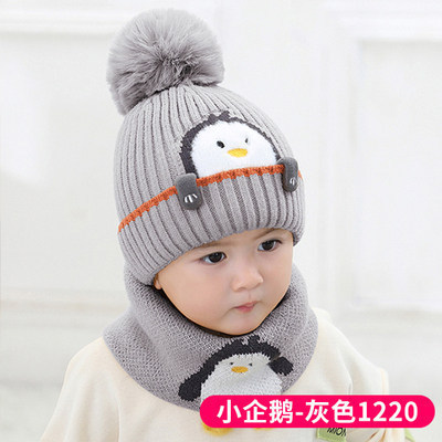 秋冬の子供のベルベットの帽子の赤ちゃんの帽子の男女の赤ちゃんの厚い暖かい耳の帽子のかわいいニット帽|undefined