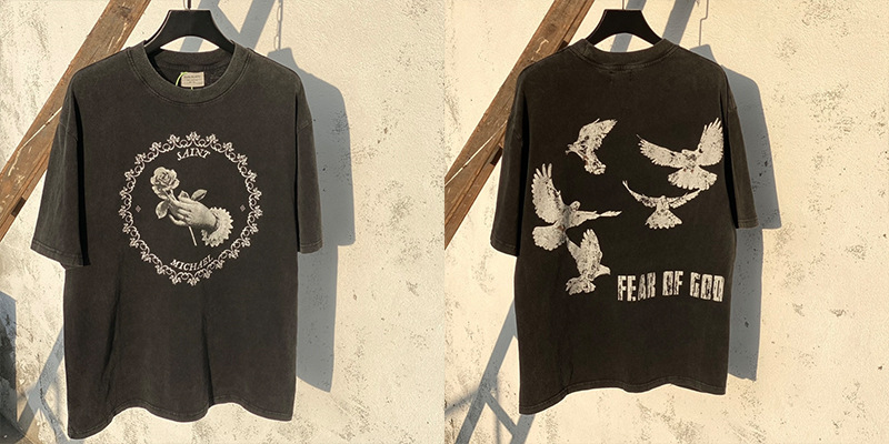 Vintage lavado viejo vintage manga corta marca de moda americana niebla calle suelta VTG casual cuello redondo hombres y mujeres camiseta