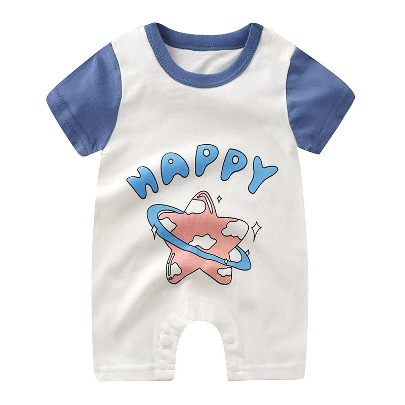 Short-Sleeve Baby Romper Summer Bodysuit, Newborn Girls, Thin Lightweight, 59–90 cm