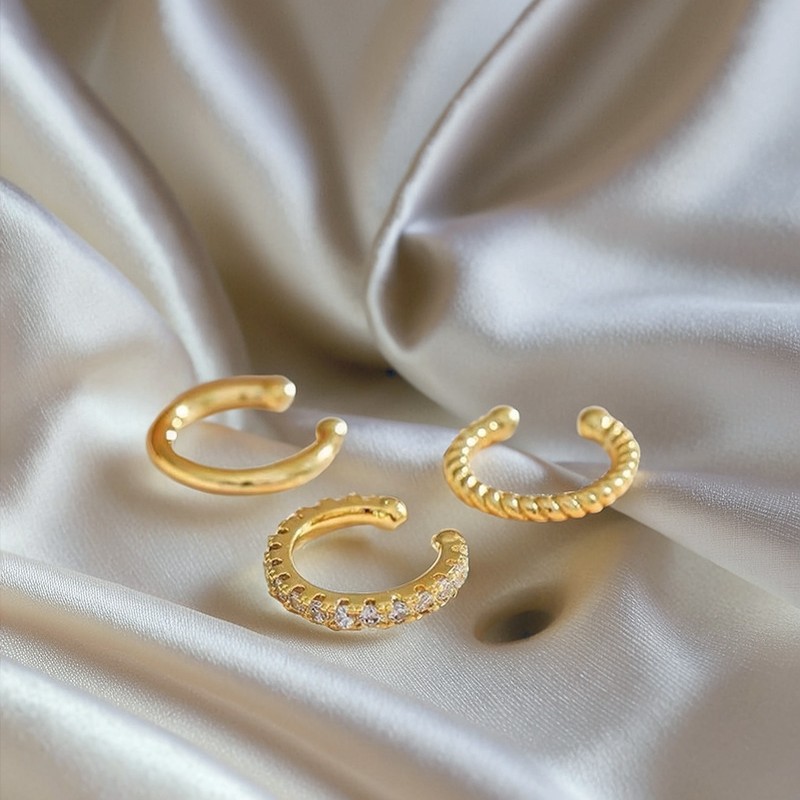 Brass real gold plating Europe and the United States cross-border hot sale simple niche design inlaid zircon smooth without ear hole ear clip