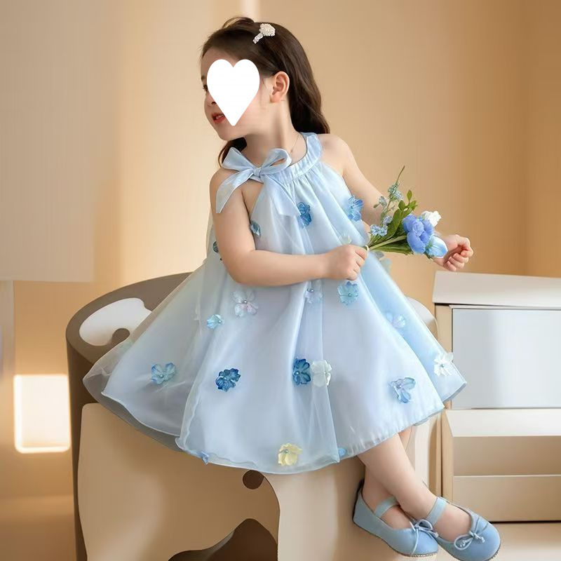 裙子女夏儿童公主女童连衣裙夏季2025新款立体裙子花朵纱裙中大童|undefined