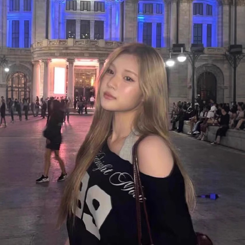 在庫あり韓国ニッチトレンディブランドアメリカンスタイルホルターネックオフショルダーレターナンバー半袖Tシャツベストスーツ女性用|undefined