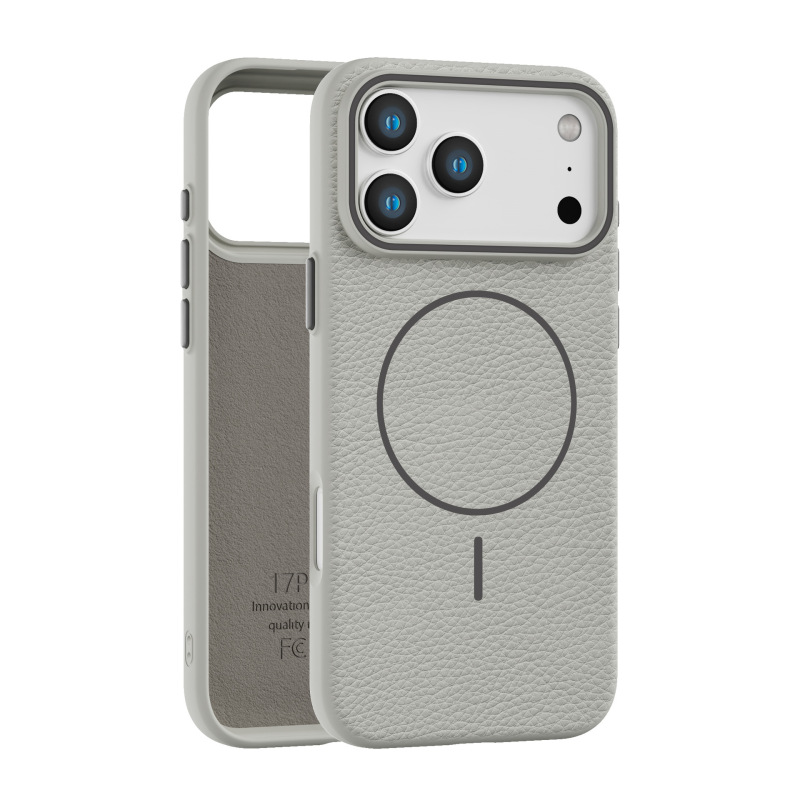 iPhone17 ブラックオレンジ磁気充電リング携帯電話ケースライチ柄 TPU Apple 16/15 フランネルオールインクルーシブ携帯電話ケース|undefined