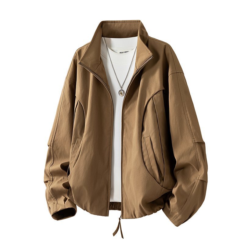 Fishbone Pattern Stand Collar Canvas Jacket 2026 Spring New Men's Jacket Fishbone Pattern Stand Collar Canvas Jacket 2026 Spring New Men's Jacket