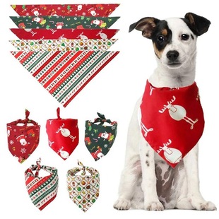 Christmas triangle towel pet saliva towel dog triangle towel cotton Christmas fabric cat scarf
