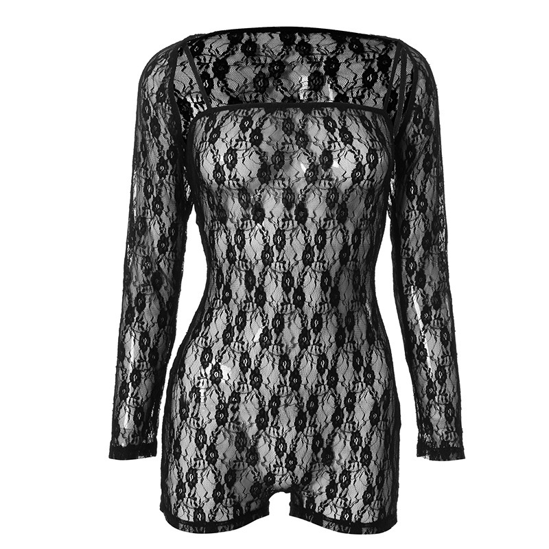 Arrival Women Clothing Sexy Lace Hollow Out Cutout out Long Sleeve Spaghetti Strap Jumpsuit