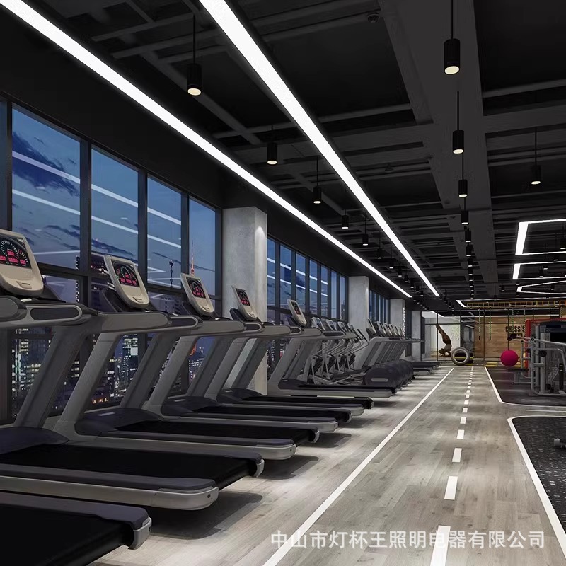 Lámpara larga de costura sin costura LED, estilo de gimnasio de oficina, centro comercial, lámpara de billar de supermercado, lámpara de ambiente de sala de billar