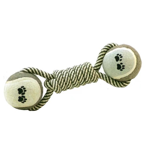 Pet tennis ball toy cotton rope dog toy chewing durable pet rope knot tennis dumbbell pet supplies