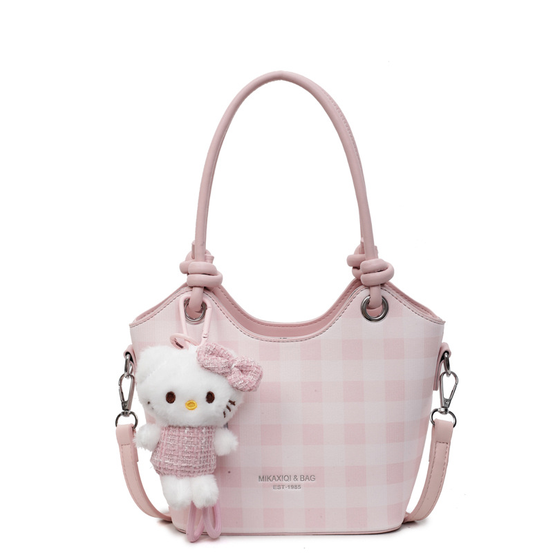 Bolsa de cubo de nicho a cuadrillas 2025, nuevo bolso de mano transfronterizo versátil de alta calidad, mochila de hombro de moda