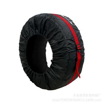 Factory Direct Sales 210D Oxford Cloth Adjustable Car Tire Cover Snow Tire Bag Spare Tire Cover Sun Protection Dust Cover (Spare wheel cover) - red-belt-small-size-66cm-one-pack