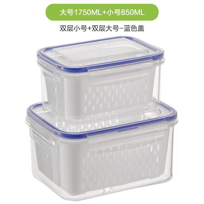 Oficina en el hogar caja de plástico transparente cocina sellada drenaje refrigerador caja de almacenamiento de carne caja de almacenamiento