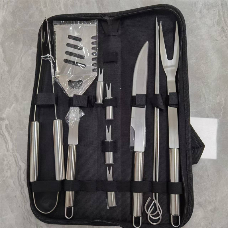 Fábrica de suministro de parrilla de acero inoxidable conjunto de parrilla de parrilla de parrilla portátil al aire libre conjunto de herramientas de parrilla de parrilla combinada