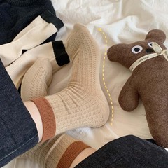 襪子女韓版東大門拼色襪口春夏網眼韓國ins潮中筒襪子女百搭簡約