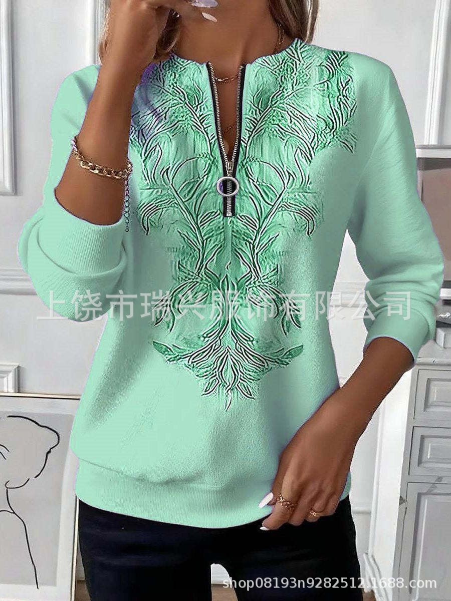 Sudadera Casual de Manga Larga con Estampado para Mujer de Spandex para Uso Diario