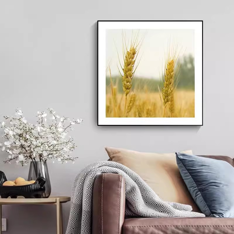 简约金色麦田风景餐厅装饰画沙发背景墙挂画客厅艺术油画布轻奢