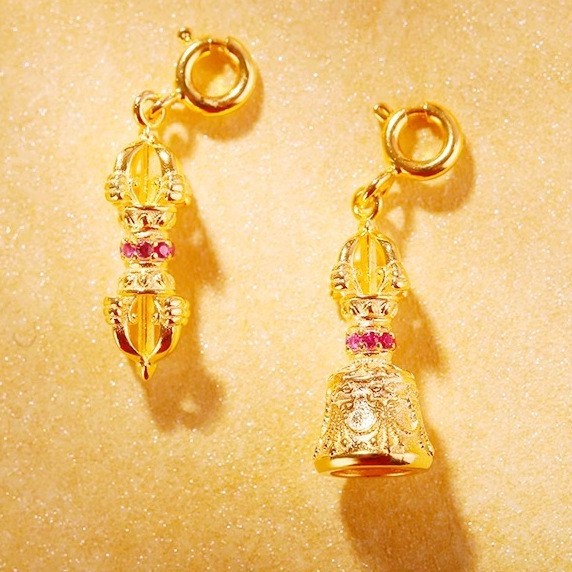 Xizang Gold-Plated Bell Pestle Pendant Pendant Clip Rosary DIY Accessories Pendant Magic Pestle Exquisite