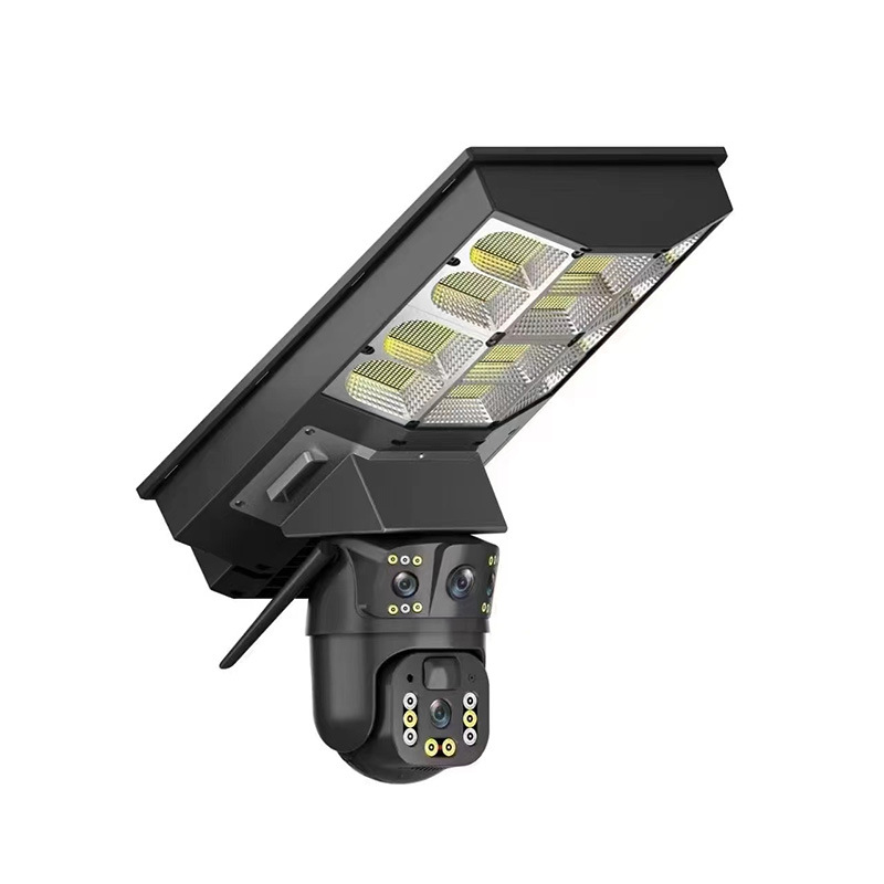 Cámara de vigilancia de farola solar 4g al aire libre 4 millones de visión nocturna de doble lente Cámara de vigilancia remota HD