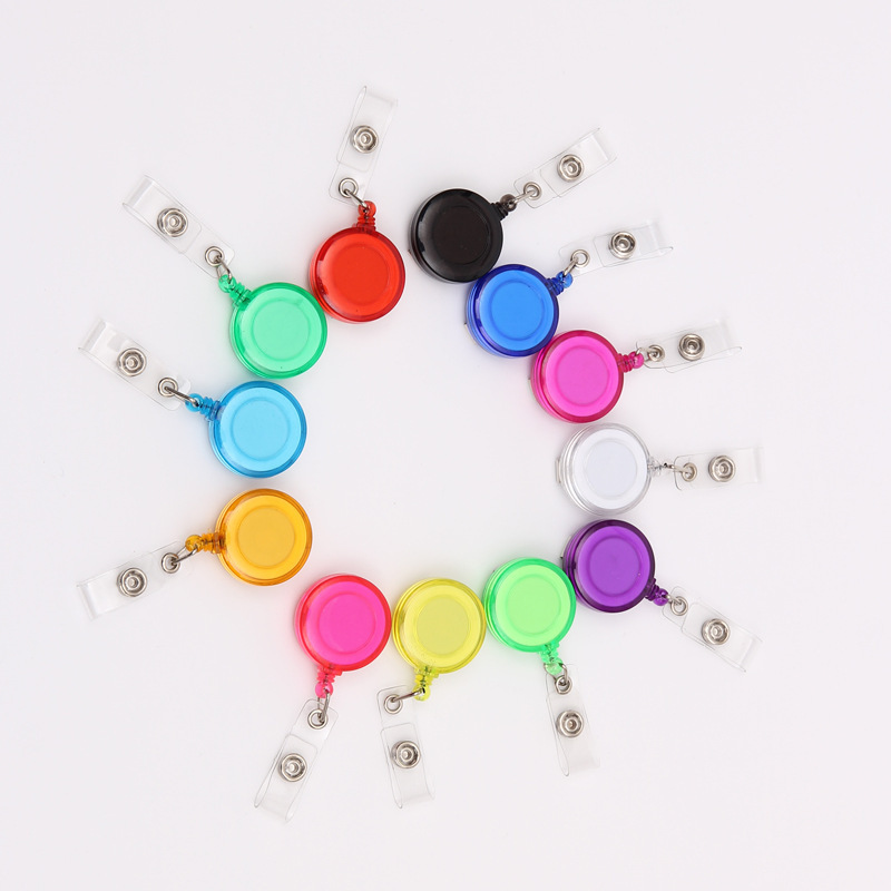 Chest card clip doctor badge telescopic buckle Nurse Badge work card transparent solid color easy-pull buckle wire puller