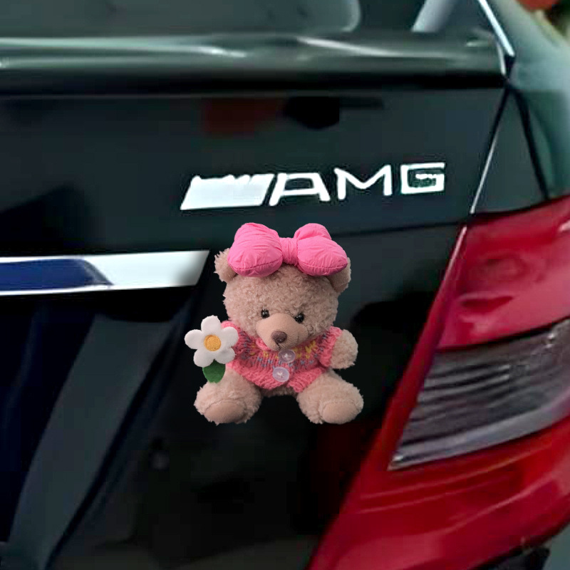 Colgante trasero de coche muñeco de oso de peluche lindo de dibujos animados decoración de maletero motocicleta decoración de bicicleta