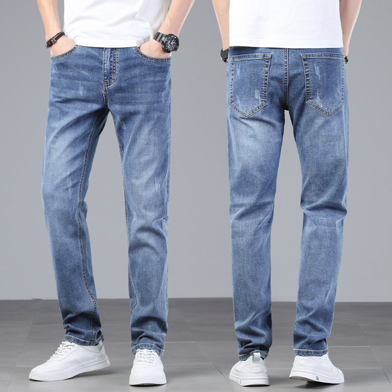 2026 New High-End Cotton Stretch Casual Straight-Leg Jeans for Men, Summer Men's Pants, Spring and Summer Slim-Fit Thin Pants for Summer