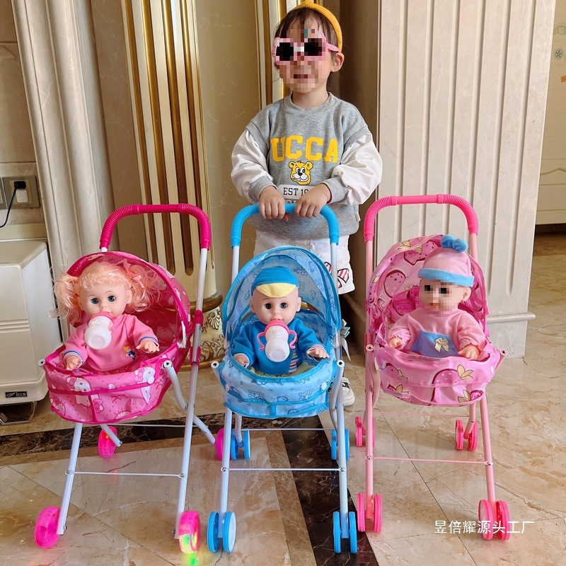 Cochecito de hierro para niños Juguetes Bebés Bebés Bebés Bebés Orinando con Muñecas Carrito de compras para bebés Niños y niñas