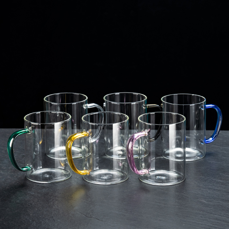 Taza de vidrio de alta sensación resistente al calor simple taza de leche taza de agua para beber taza de té verde sala de estar hogar set de agua
