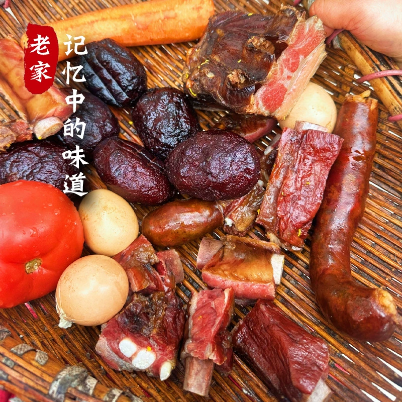 Острая колбаса, копченая колбаса, специалитет Хунаня, фермерская копченая колбаса, воздушно-сушеная свиная колбаса, бекон, Майджишан