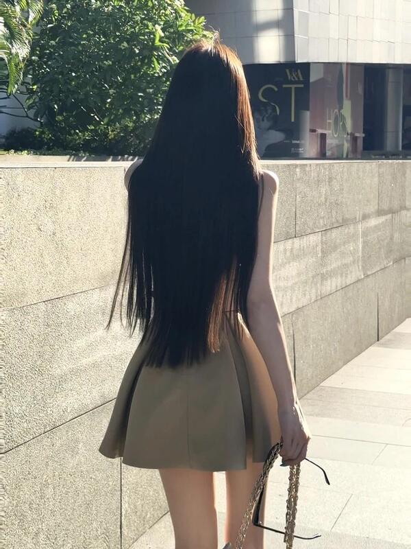 韩版轻奢风洋气收腰百搭西装领无袖连衣裙女2025夏季新款时尚裙子|undefined