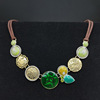 Retro short ethnic necklace from pearl, accessory, European style, flowered, ethnic style, wholesale