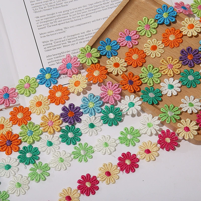 В наличии 2,5 см цветные лепестки водорастворимые кружевные аксессуары для одежды вышивка водорастворимые кружевные кружева шнурок штрих-код