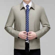 时尚男装夹克男2025春季新款中年翻领爸爸装外套春秋薄款商务茄克