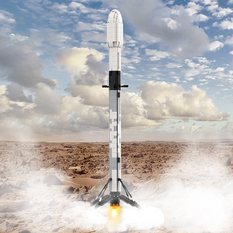 MOC-41953 Falcon 9 로켓 빌딩 블록 모델 회색 및 흰색 두 가지 공간 애호가 선물 조립 빌딩 블록