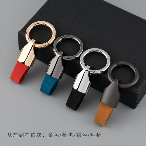 Short keychain anti-lost key ring personalized for men with LOGO imprint, car key chain made of genuine leather