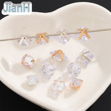 方圆水晶锆石四爪反夹爪钻隔珠 diy手工穿孔串珠散珠锆石饰品配件