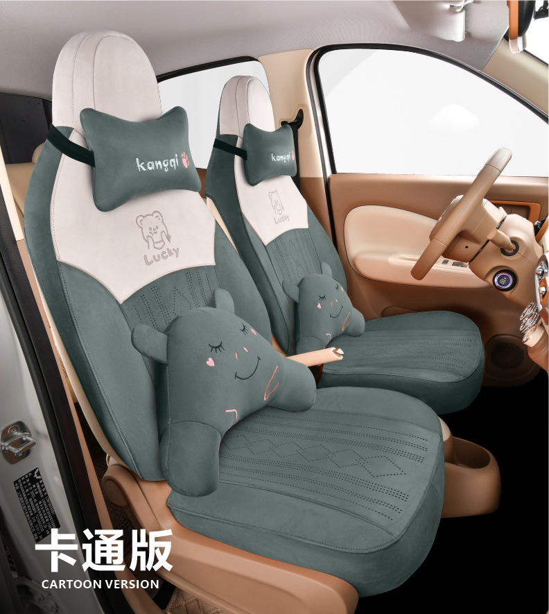 Car Interior Accessories Headrest and Lumbar Support [Cartoon Style and Memory Foam Style] Suitable for All Seasons, Skin-Friendly, Soft and Comfortable