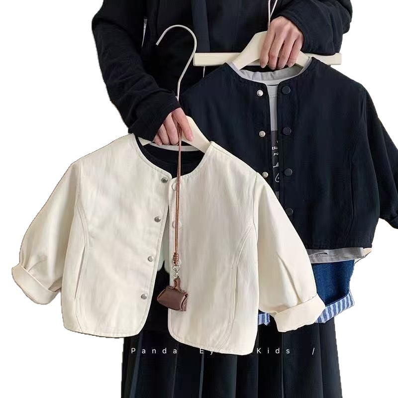 Chaqueta japonesa para niños primavera y otoño 2026 chaqueta de cuello redondo arroz blanco de otoño para niños de estilo extranjero chaqueta de moda de color sólido image 5