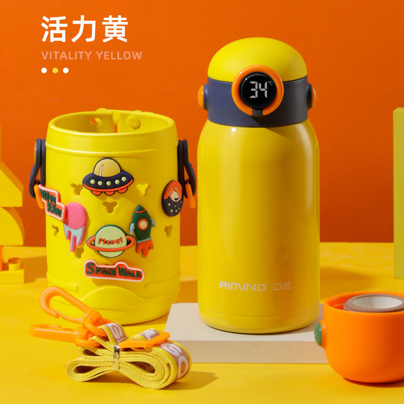 新款儿童壶不锈钢保温杯带吸管毛绒玩具卡通水杯子学生开学礼品|undefined