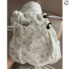 特大码300斤胖mm 碎花工装裤抽绳裤子女高腰显瘦休闲裤直筒阔腿裤