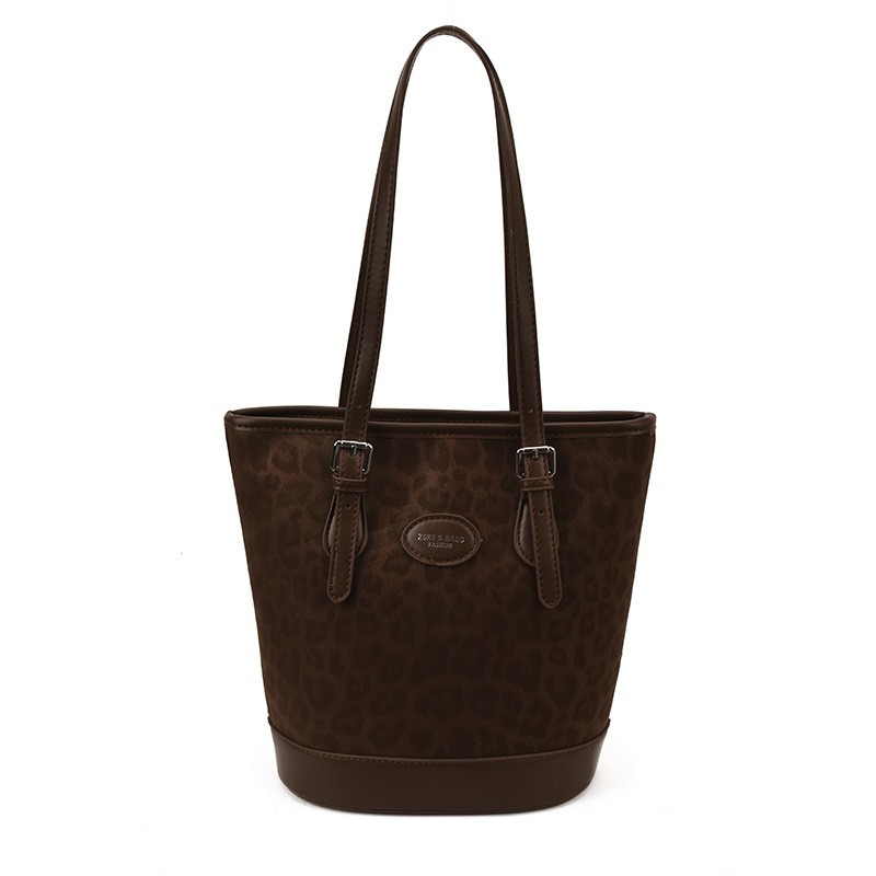 Cross-border 2025 otoño y invierno nuevo retro leopardo bolso de brazo de moda de viaje bolso de cubo de mujer moda coreana bolso de hombro