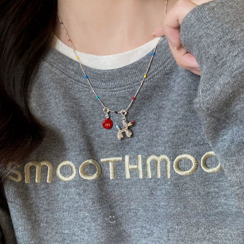 cute! red m bean balloon dog pendant necklace for women 2024 new autumn and winter high sense sweater chain accessories