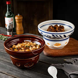陶瓷明炉保温红烧肉碗 湘菜小炒肉碗豆腐碗 酒店餐厅土菜馆餐具