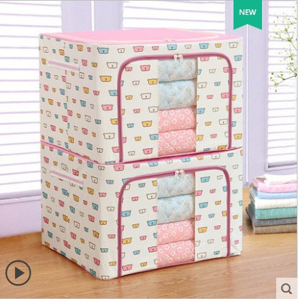 Caja de almacenamiento de edredón de tela Oxford, armario plegable para el hogar, caja de almacenamiento con marco de acero, caja de almacenamiento móvil de gran capacidad para el hogar