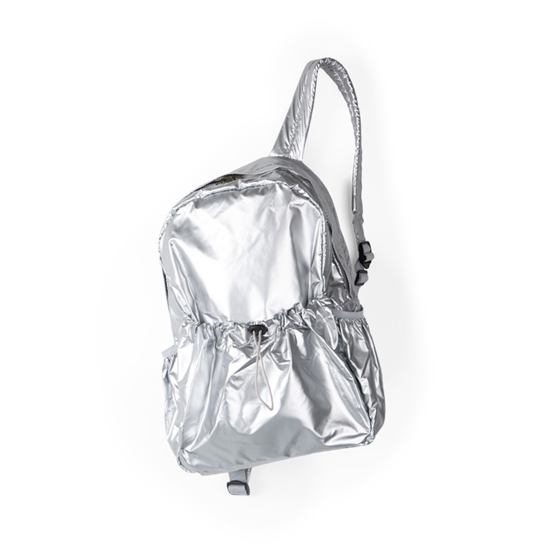 2023 nueva plata textura cordón mochila de gran capacidad casual mochila mujer nicho diseño perezoso estilo mochila