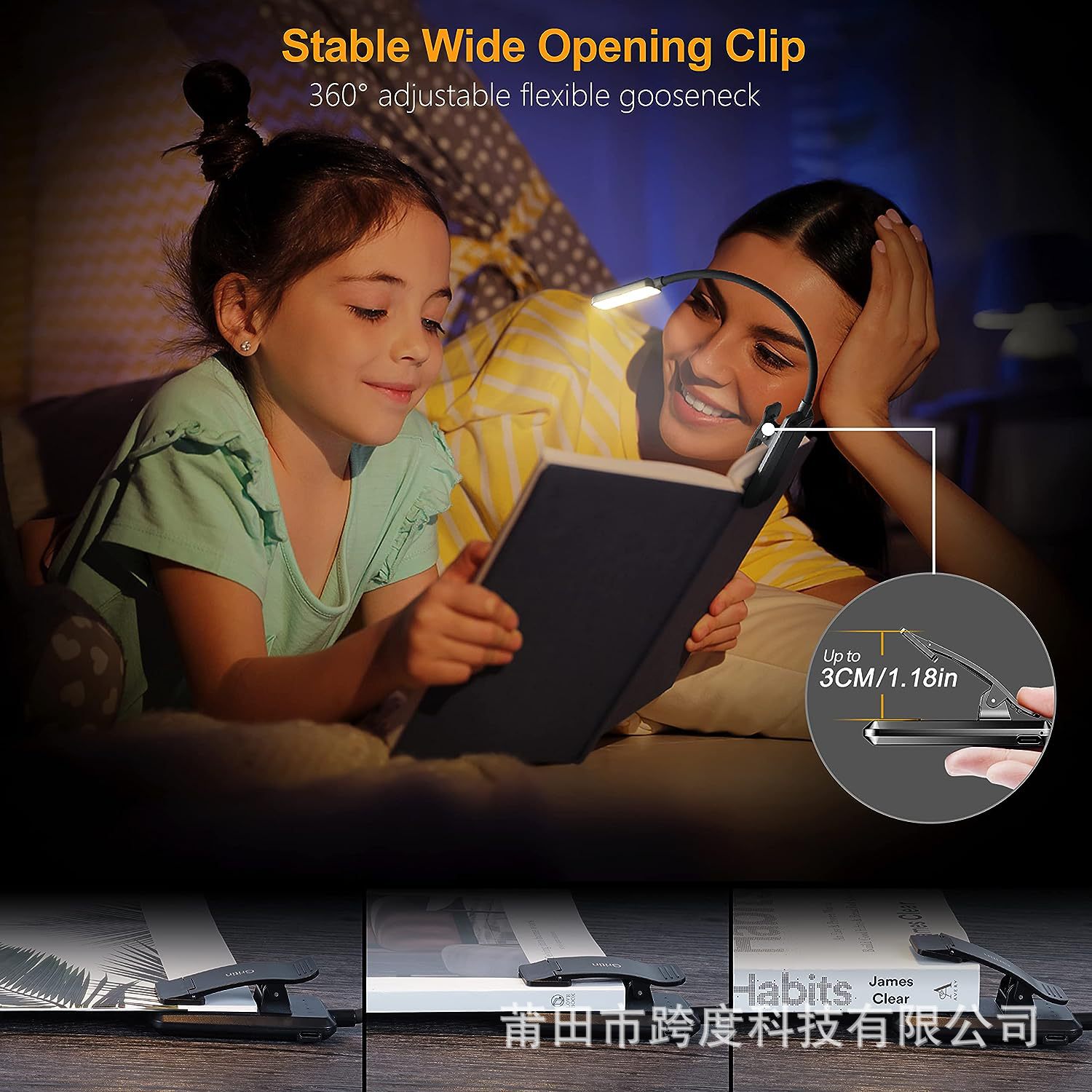 Cross-border popular Gritin 9 LED recargable libro luz de lectura clip de luz