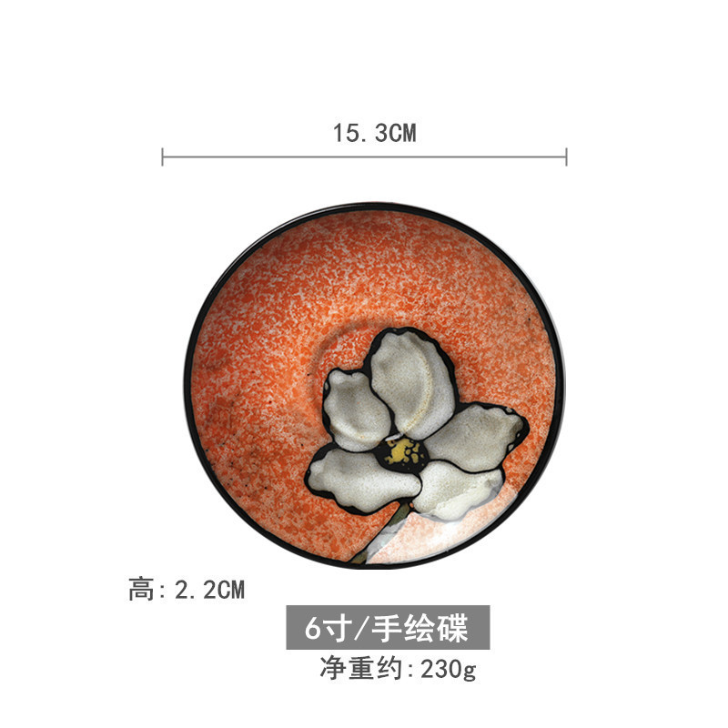 創意的な手描きの釉薬の下で色彩の陶磁器の皿の家庭用の野菜の皿の冷たい野菜の皿の果物のお菓子の皿の6寸は骨の皿のかすの皿を吐きます。|undefined