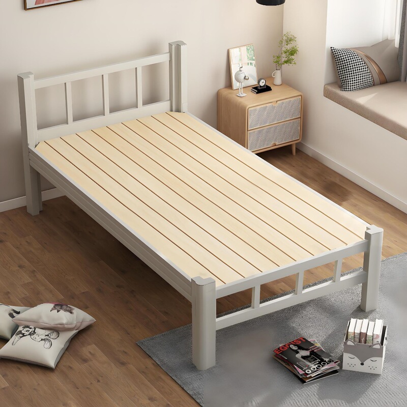 Iron bed single/double 1.35m single-layer iron frame bed for students and employees dormitory, simple steel bed with ironwork design Iron bed single/double 1.35m single-layer iron frame bed for students and employees dormitory, simple steel bed with ironwork design